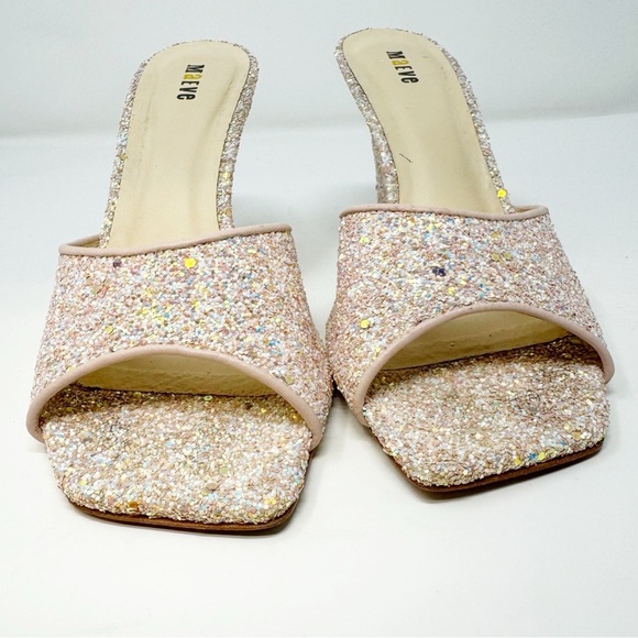 Maeve Anthropologie Pink Glitter Wedge Mules Heels Women’s Size 9 - Picture 8 of 11
